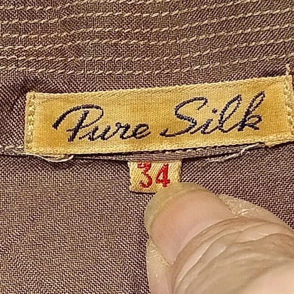 Pure Silk Women's Brown Long Sleeve Button Up Slippery Silk Blouse Size 34 - Picture 3 of 10